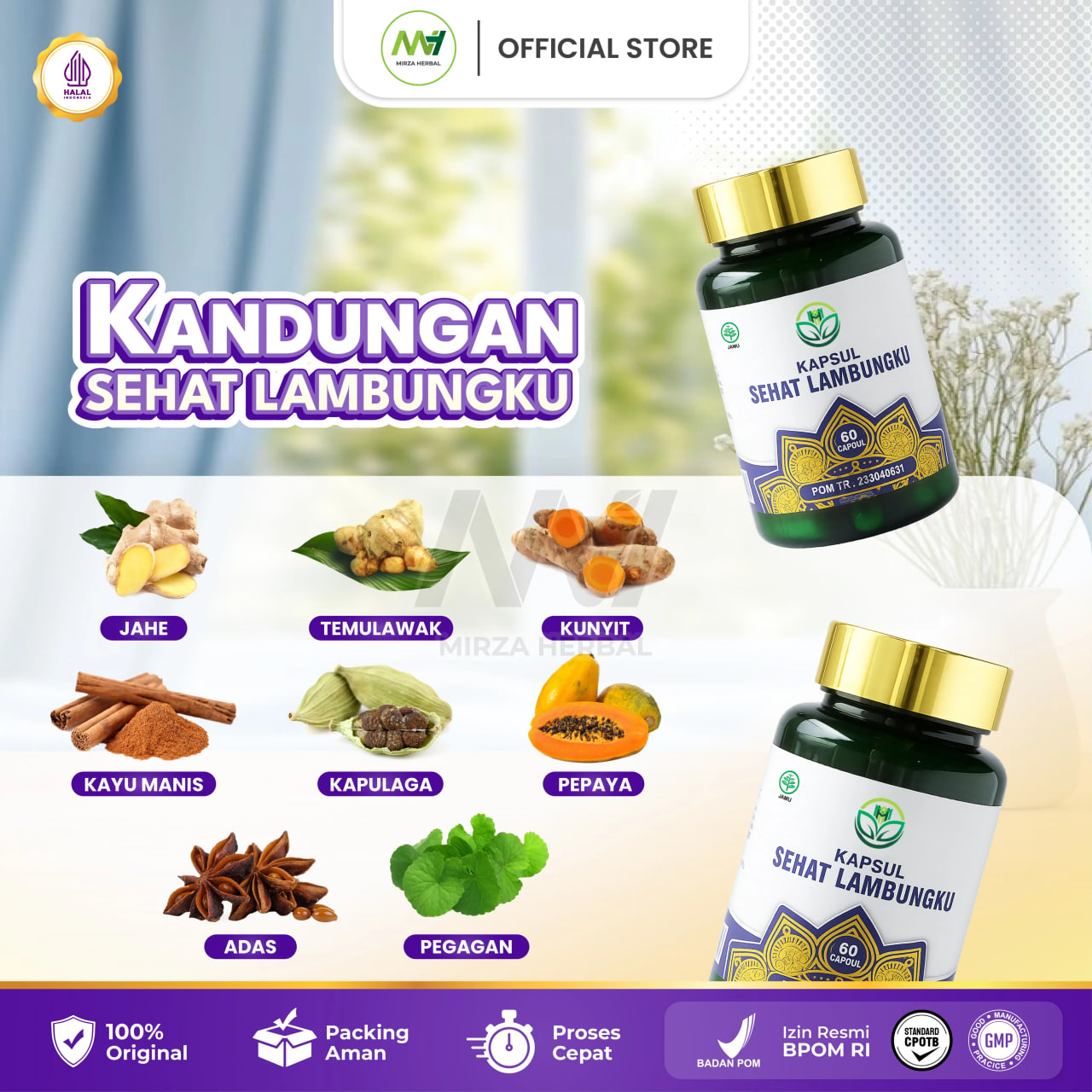 Kapsul Sehat Lambung Asli 100% Original Untuk Lambung Aman Sudah HALAL BPOM Isi 30 Kapsul 3